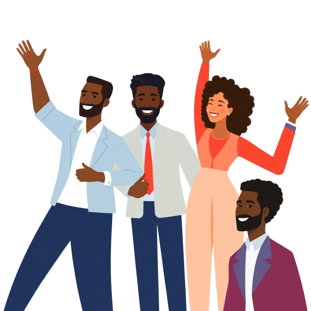 Job seekers and recruiters celebrating career success
